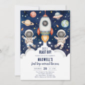 Outer Space Planets Astronaut Boy Birthday Einladung (Vorderseite)