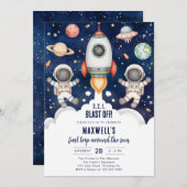 Outer Space Planets Astronaut Boy Birthday Einladung (Vorne/Hinten)