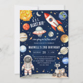 Outer Space Planets Astronaut Boy Birthday Einladung (Vorderseite)