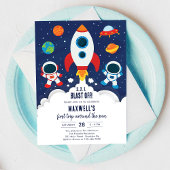 Outer Space Planets Astronaut Boy Birthday Einladung