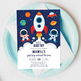 Outer Space Planets Astronaut Boy Birthday Einladung