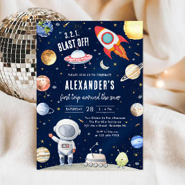Outer Space Planets Astronaut Boy Birthday Einladung