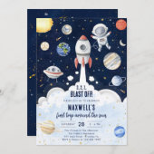 Outer Space Planets Astronaut Boy Birthday Einladung (Vorne/Hinten)