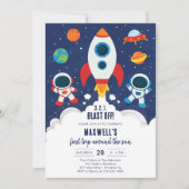 Outer Space Planets Astronaut Boy Birthday Einladung (Vorderseite)