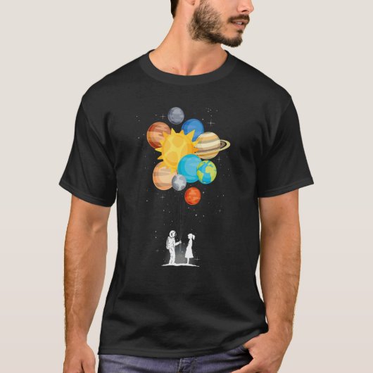 Outer space planets love spaceman balloon spacema T-Shirt (Vorderseite)
