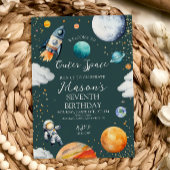 Outer Space Rocket & Astronaut Kids Birthday Party Einladung