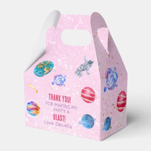 Outer Space Rocket Planets Blue Boy Birthday Gefal Geschenkschachtel (Rückseite)