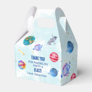 Outer Space Rocket Planets Blue Boy Birthday Geschenkschachtel