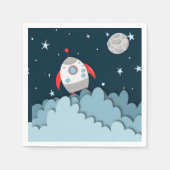 Outer Space Rocket Ship Birthday Party Serviette (Vorderseite)