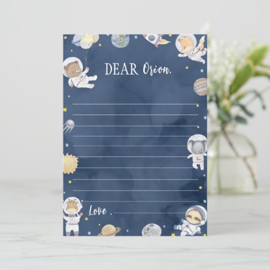 "Outer Space Safari Time Capsule Note Card" Dankeskarte (Stehend Vorderseite)