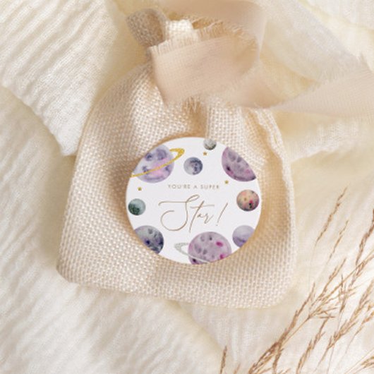 Outer Space Super Star Gefallen oder Umschlag Runder Aufkleber