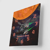 Outer Space themed Kids Room personalized Quadratische Wanduhr (Winkel)