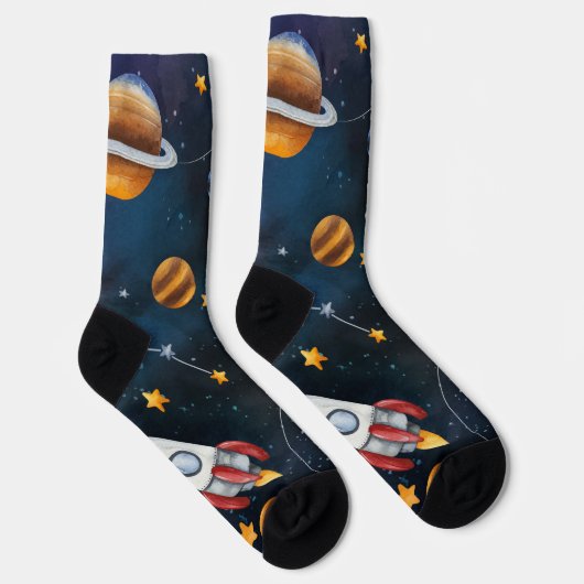 Outer Space Travel Galaxy Stars Moon Socken (Rechts)
