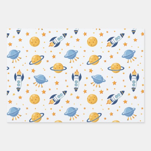 outer space Wrapping Paper Flat Sheet Set of 3 Geschenkpapier Set (Vorderseite 3)