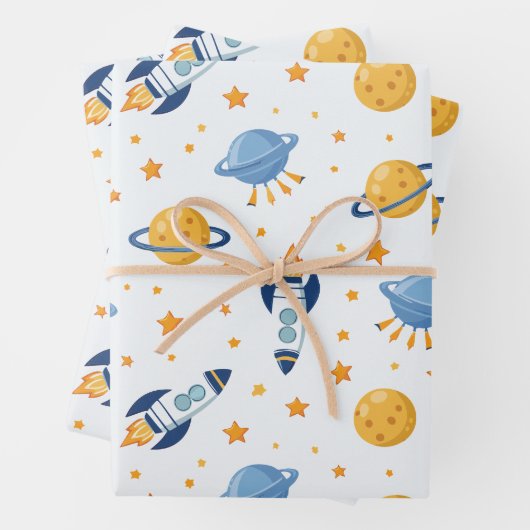outer space Wrapping Paper Flat Sheet Set of 3 Geschenkpapier Set (Beispiel)