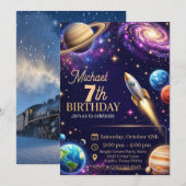 Outerspace 6-11. Geburtstag Einladung (Vorne/Hinten)