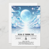 Outerspace Niedlich Celestial Digital Birthday Einladung (Vorne/Hinten)