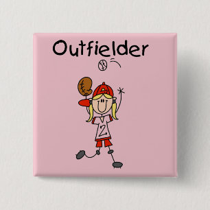 Outfielder-Mädchen Baseball T-Shirts und Geschenke Button