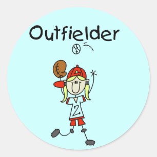 Outfielder-Mädchen Baseball T-Shirts und Geschenke Runder Aufkleber