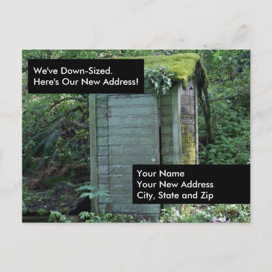 Outhouse Funny Change Address Moving Postcard Ankündigungspostkarte (Vorderseite)