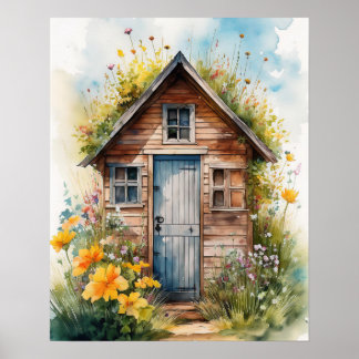 Outhouse Wasserfarbe 3 Poster