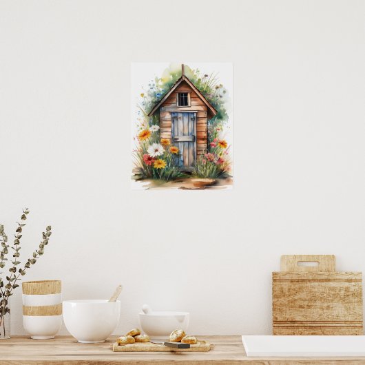 Outhouse Wasserfarbe 4 Poster (Küche)