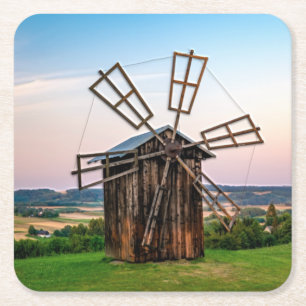 Outhouse Windmill Rechteckiger Pappuntersetzer