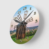 Outhouse Windmill Runde Wanduhr (Winkel)