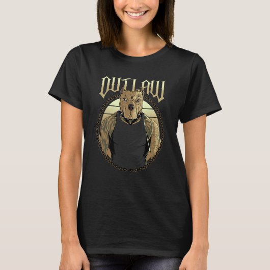 Outlaw American Pit Bull Terrier Tattooed Dog Pitb T-Shirt (Vorderseite)