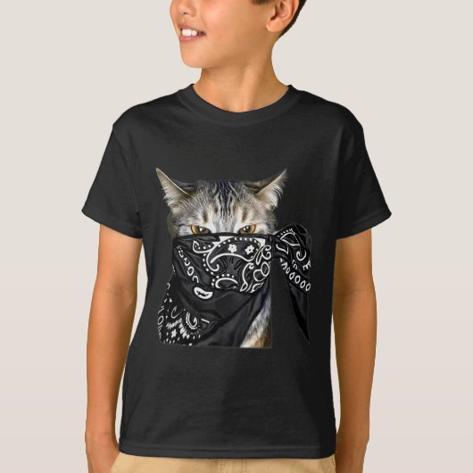 Outlaw Cat Funny Gangster Cat With Bandana T-Shirt (Vorderseite)