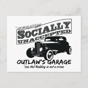 Outlaw-Garage. Sozial unerwünschte Hot Rods Postkarte