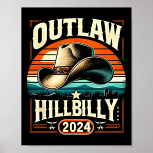 Outlaw Hillbilly 2024 US-Wahltag Cowboy Hat Poster