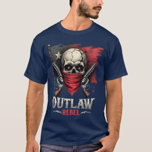 Outlaw-Rebell-Schädel-Bandana-Waffen-Cowboy-Biker- T-Shirt