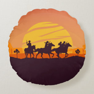 Outlaw Sundown Rundes Kissen