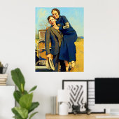 Outlaws Bonnie & Clyde The Barrow Faux Painting Poster (Heimbüro)