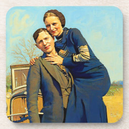 Outlaws Bonnie & Clyde The Barrow Gang Painting Getränkeuntersetzer