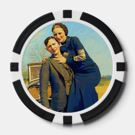 Outlaws Bonnie & Clyde The Barrow Gang Painting Pokerchips