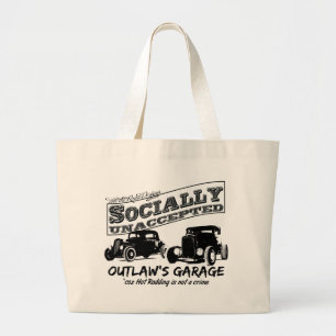 Outlaws Garage. Sozial nicht akzeptierte Hot Rods Jumbo Stoffbeutel