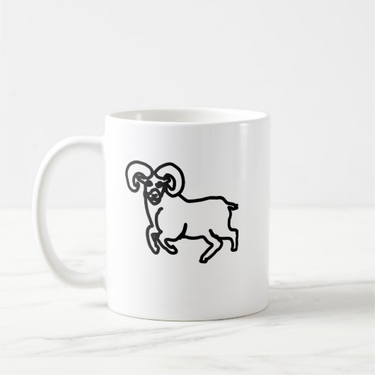 Outline Ram Zodiac Mug | Minimal Aries Silhouette Kaffeetasse (Links)