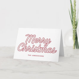 Outline Retro Script Merry Christmas Feiertagskarte