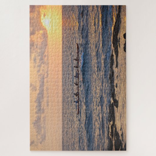 Outrigger Canoe bei Sunset auf der großen Insel Ha Puzzle (Vertikal)