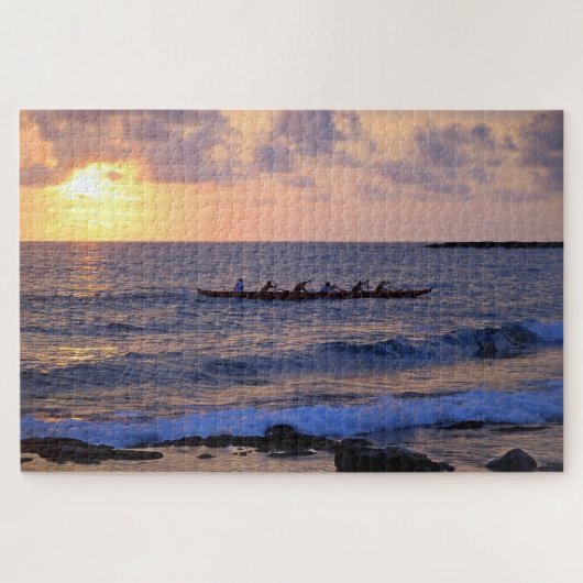 Outrigger Canoe bei Sunset auf der großen Insel Ha Puzzle (Horizontal)