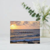 Outrigger Kanu bei Sunset, Hawaii, Postkarte (Stehend Vorderseite)