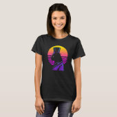 Outrun Synthwave Cyberpunk Streampunk Katze T-Shirt (Vorne ganz)
