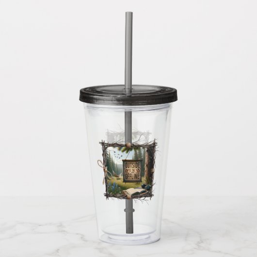 Outside Is the New Offline – Nature Escape Tumbler Acryltrinkbecher (Vorderseite)