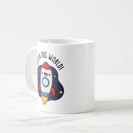 Outta dieser Welt Funny Rocket Puff Kaffeetasse (Vorderseite Links)