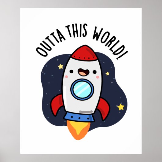 Outta dieser Welt Funny Rocket Puff Poster (Vorne)