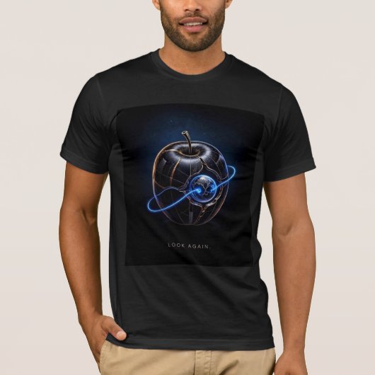OUTTA SPACE — Blauer Apfel: Planet T-Shirt mit Dur (Vorderseite)