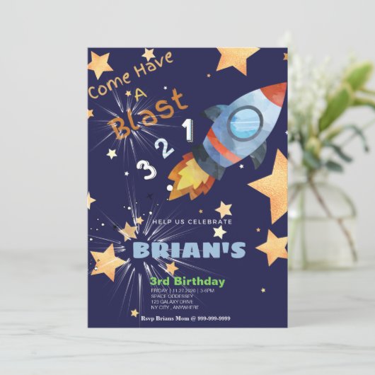 Outta Space Geburtstagskarte (Stehend Vorderseite)