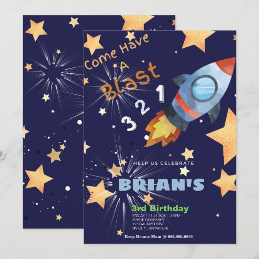 Outta Space Geburtstagskarte (Vorne/Hinten)